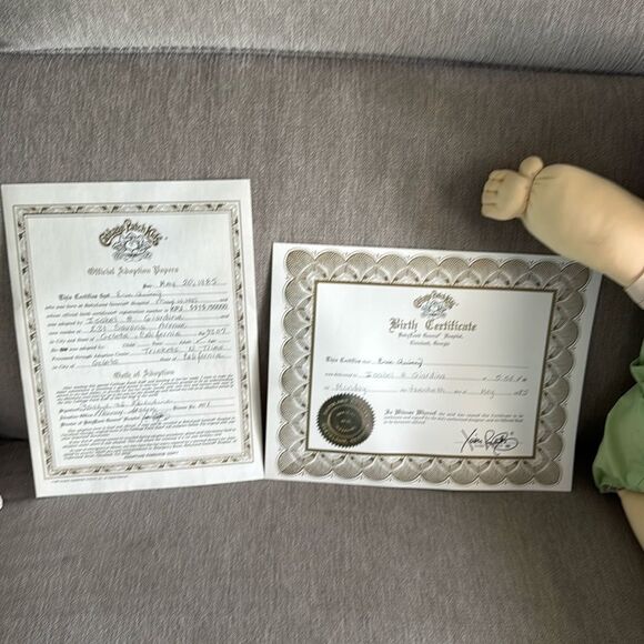 Cabbage Patch Kids Little People Red Hair Boy Birth Certificate Adoption Papers - Picture 2 of 16